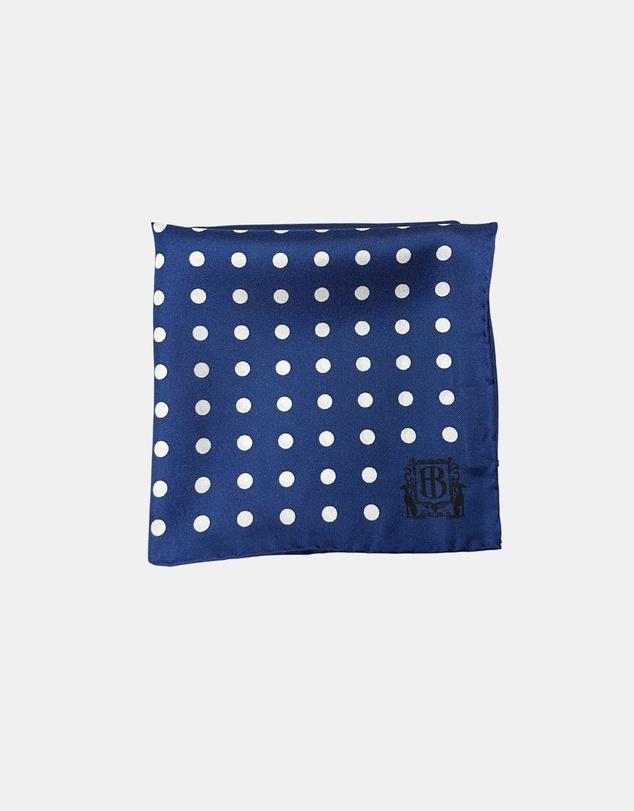 Henry Bucks - HENRY BUCKS Polka Dot Pocket Square NAVY/WHITE