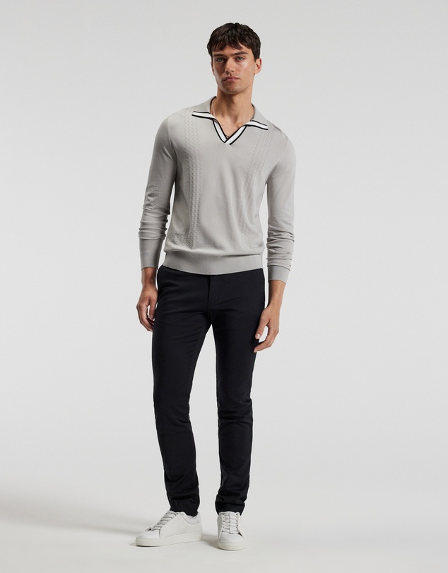 Calibre - Open Neck Long Sleeve Polo Silver