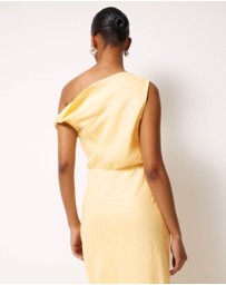 AERE - Fia Linen Draped Off Shoulder Maxi Dress