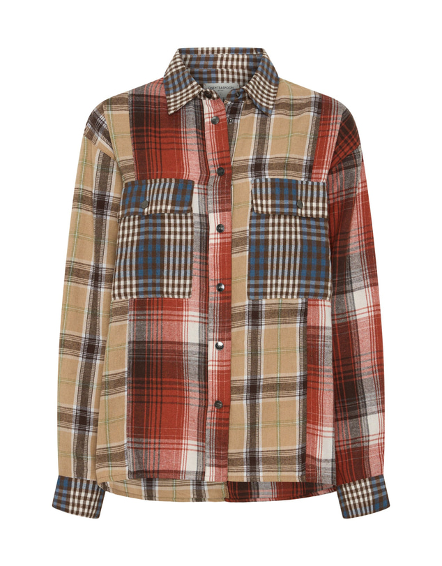 ONE TEASPOON - Essential Patchwork Flannel Shirt - Natural Check