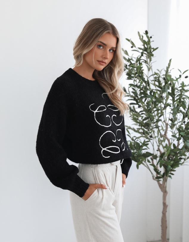 Esther & Co - Adelaine Knit - Black Print