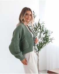 Esther & Co - Dorine Cardigan - Forest Green