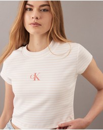 Calvin Klein Jeans - Yarn-Dyed Stripe Monologo Baby Tee