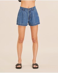 AERE - Pleated Denim Shorts