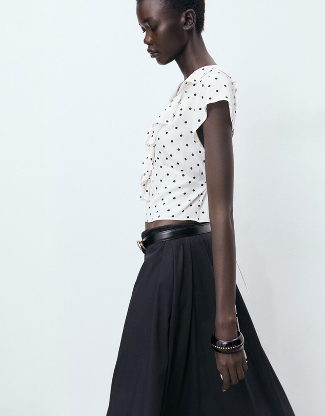 M.N.G - Polka-Dot Blouse With Ruffles