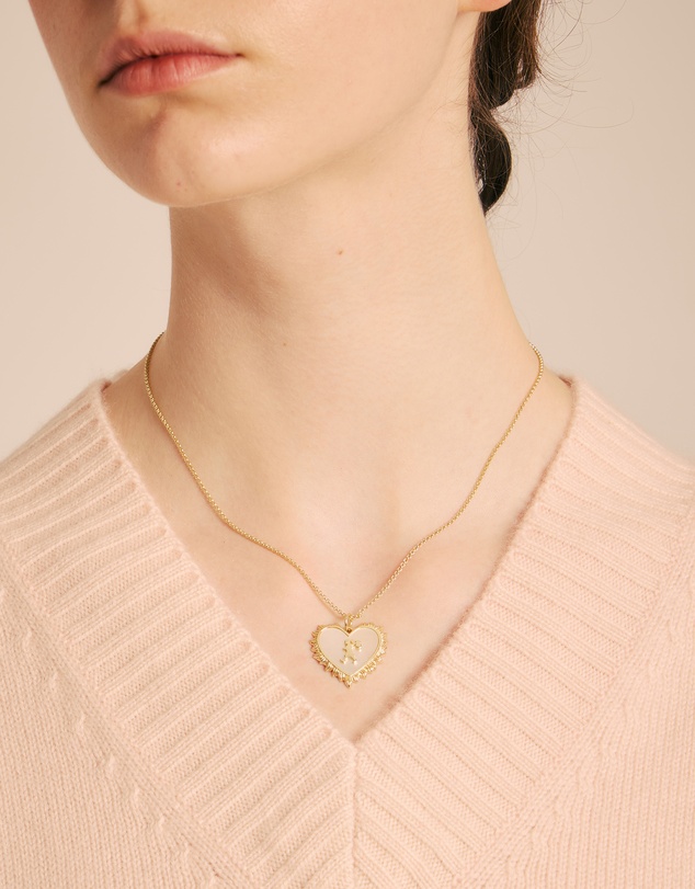 Karen Walker - Runaway Flaming Mother Of Pearl Heart Necklace 55cm
