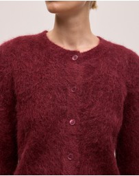 Trenery - Brushed Alpaca Button Through Cardigan in Red Mahogany