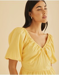 Atmos&Here - Micky Puff Sleeve Tiered Mini Dress