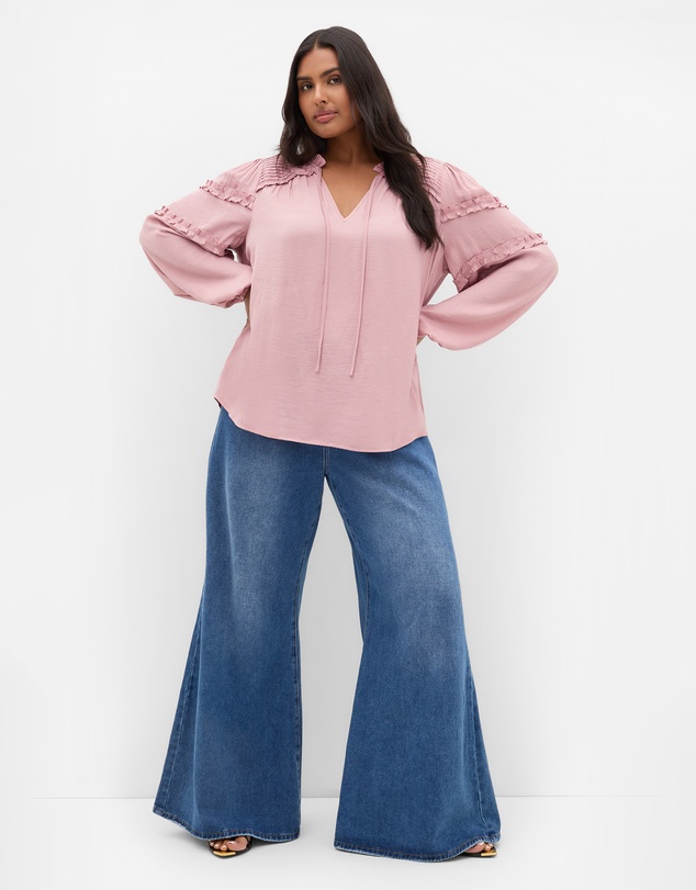 City Chic - Plus size Drama Queen Long Sleeve Shirt - dusty pink