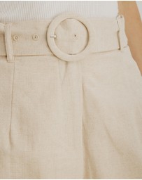 Atmos&Here - Zuri Belted Linen Blend Shorts