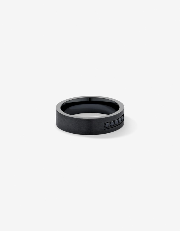 Michael Hill - 6mm Black Diamond Wedding Band in Black Titanium