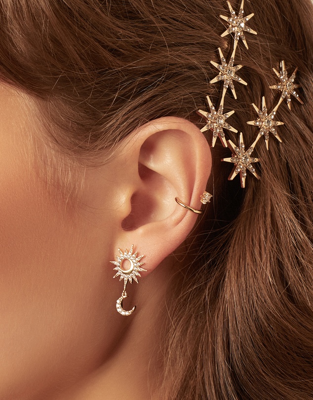 Wanderlust + Co - Sunlit Crescent Gold Drop Earrings