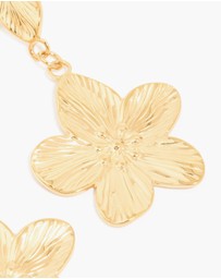 Lovisa - Waterproof Gold Plated Stainless Steel Flower Pearl Drop Earrings