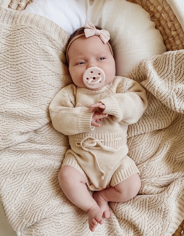 WITH LOVE FOR KIDS - Long Sleeve Knitted Romper - Babies