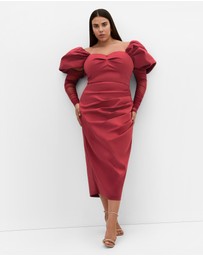 City Chic - Plus size Valentine Off Shoulder Dress - crimson