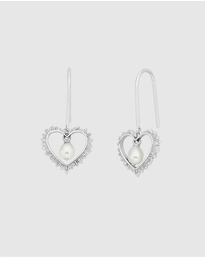 Karen Walker - Flaming Heart Pearl Drop Earrings