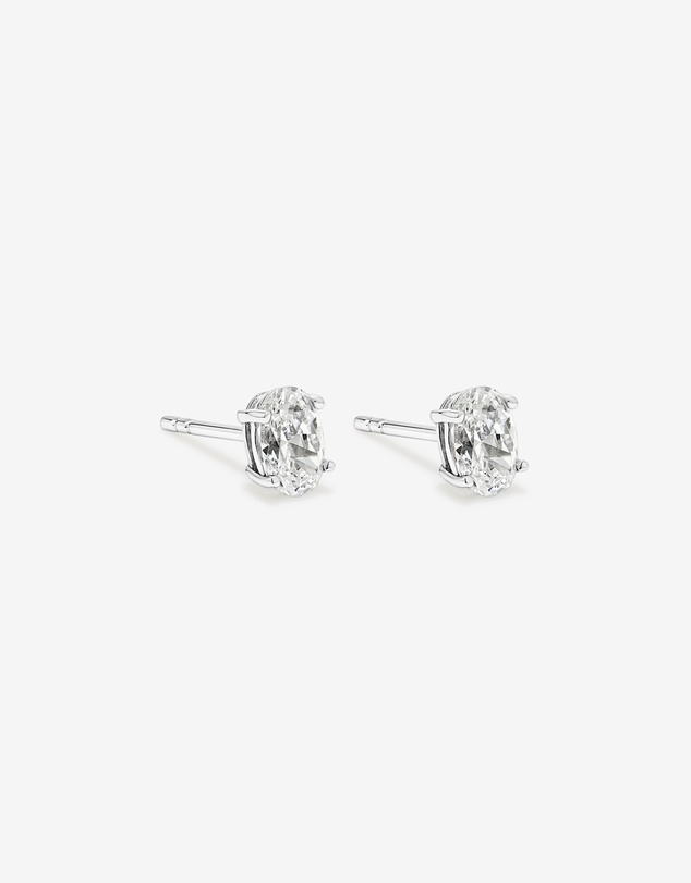Michael Hill - Oval Cubic Zirconia Solitaire Stud Earrings in Sterling Silver
