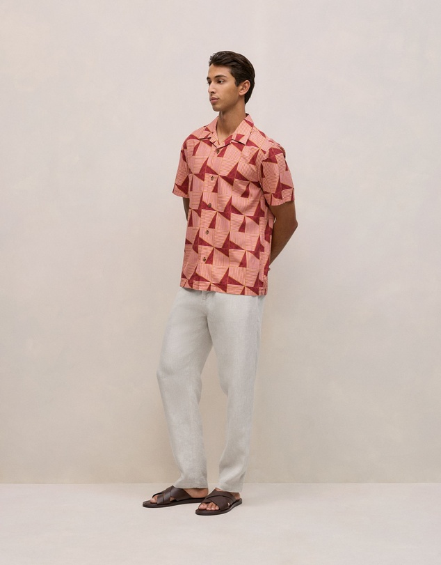 Trenery - Escher Camp Collar Shirt in Crimson
