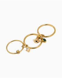 Lovisa - Waterproof Gold Plated Stainless Steel Evil Eye Charm Stacked Ring
