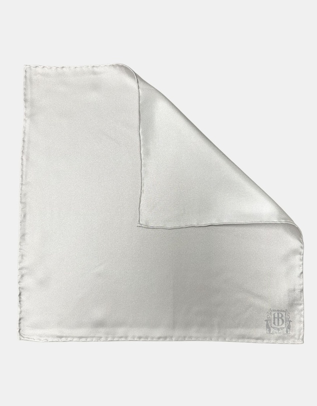 Henry Bucks - HENRY BUCKS Plain Crest Pocket Square SILVER