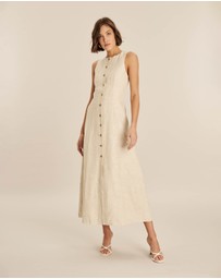 AERE - Violet Linen Button Down Midi Dress