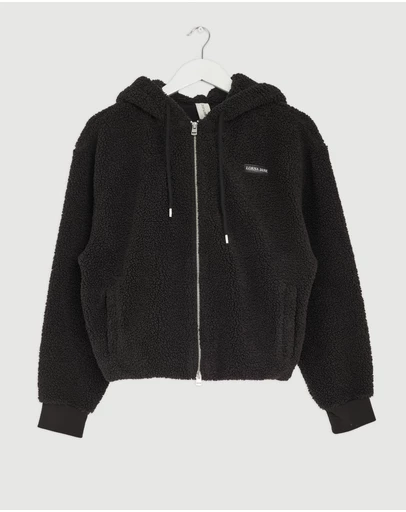 Revibe - Repaired Lorna Jane Field Teddy Zip Through Hoodie - AU 8