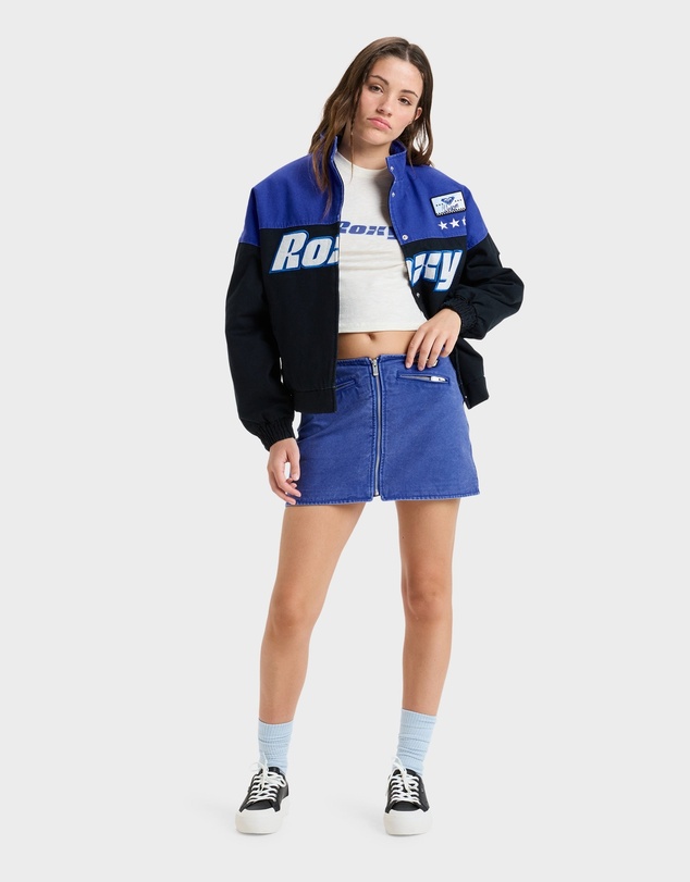 Roxy - Womens Chloe Kim Mini Moto Denim Skirt