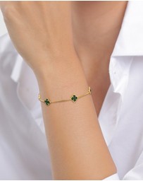 Elli Jewelry - Bracelet Cloverleaf Symbol 925 Sterling Silver Gold-Plated