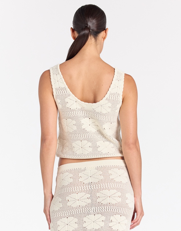 Poolside Paradiso - Fleur Knit Sunrise Top - Vanilla