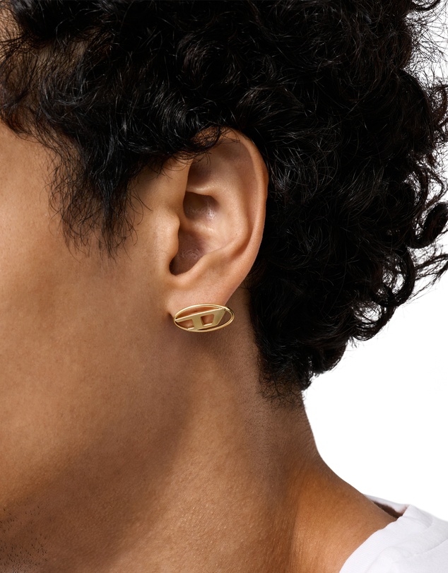 Diesel - Oval D Logo Gold Tone Earring