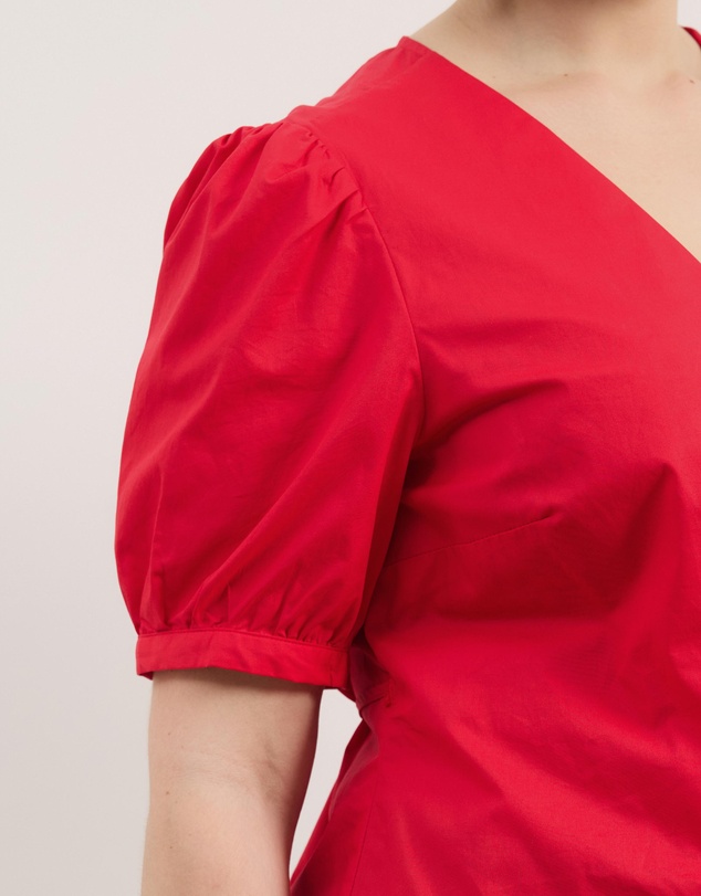 Atmos&Here Curvy - Nora Puff Sleeve Wrap Shirt