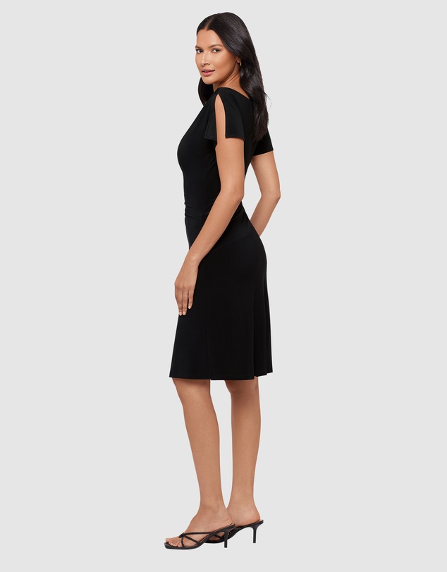 Miraclesuit Shapewear - Zari Knee-Length Flutter Sleeve Cowl Neck Shaping Dress