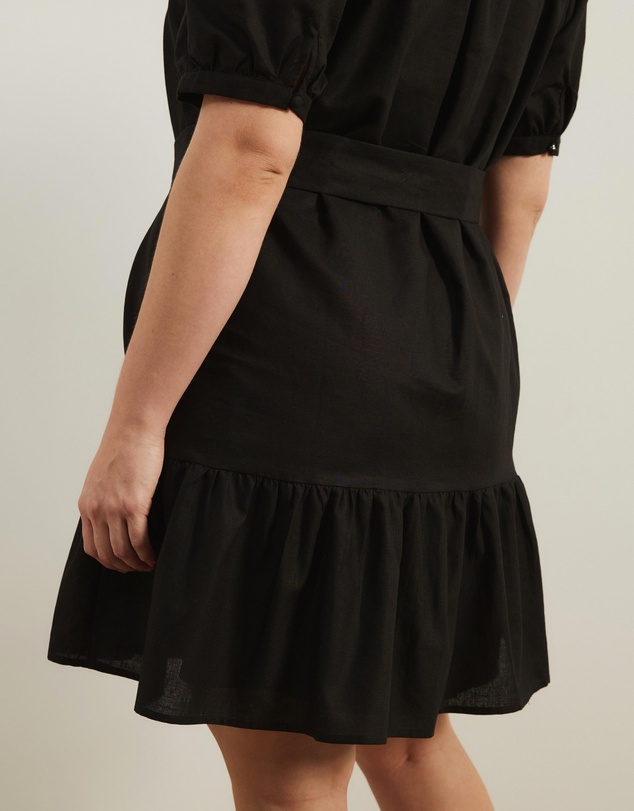 Atmos&Here Curvy - Bailey Button Front Linen Blend Mini Dress