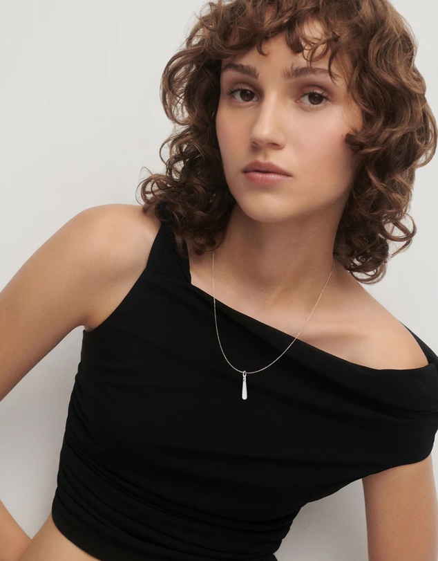 PDPAOLA - Pave Large Drop Silver Necklace