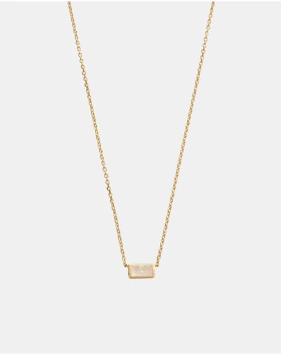 Kirstin Ash - Baguette Birthstone Necklace June Moonstone