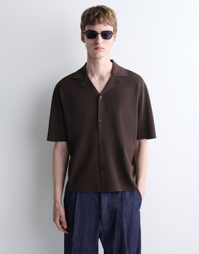 COS - Perforated Knitted Short-Sleeved Shirt