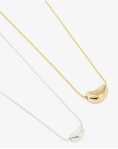 Lovisa - Mixed Metal Pebble Pendant Necklaces 2-Pack