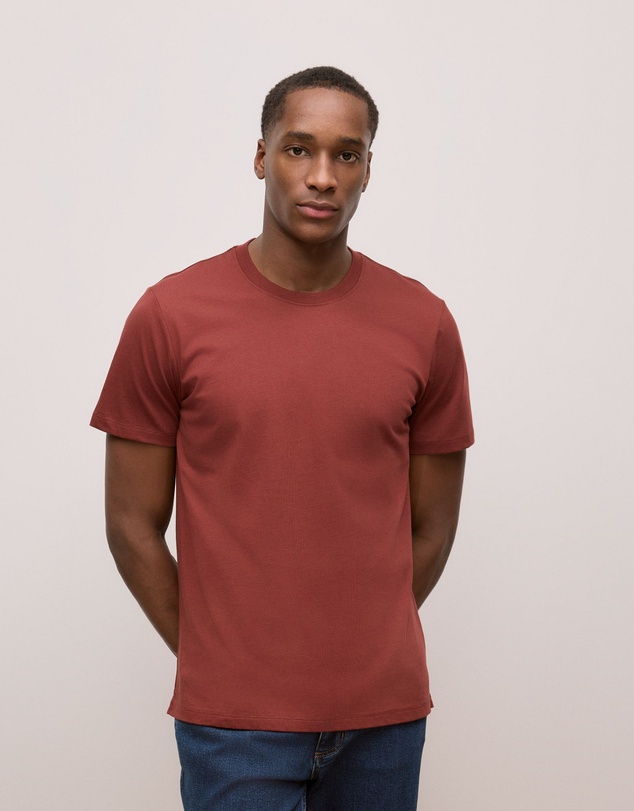 Trenery - Cotton Jersey Crew T-shirt in Auburn