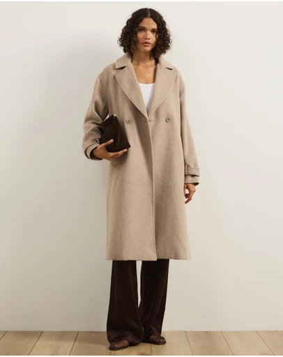Atmos&Here - Layla Wool Blend Double Breasted Coat