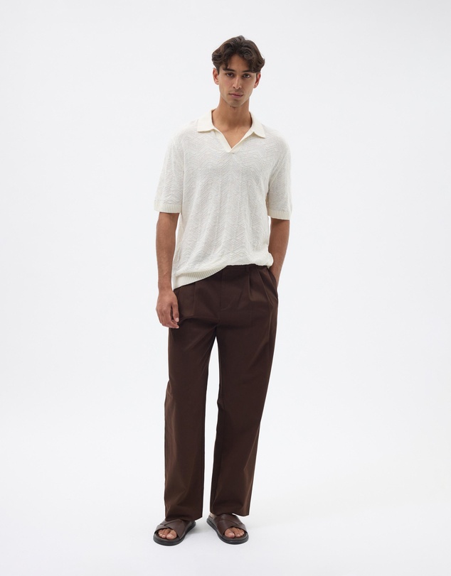 AERE - Resort Linen Blend Textured Polo