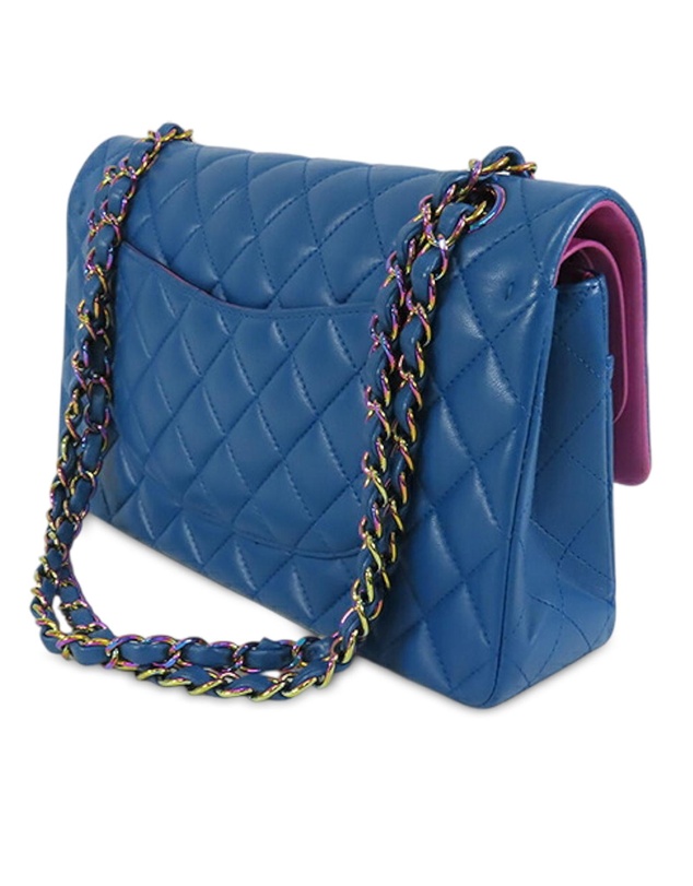 Pre-Loved by Azura Reborn - Pre-Loved Medium Classic Lambskin Rainbow Hardware Double Flap