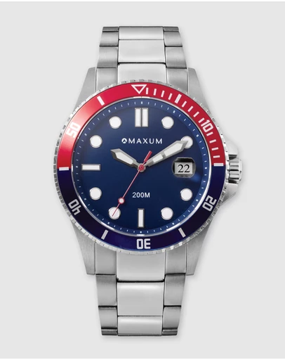 Maxum - Prince Blue Dial & Silver Tone Case & Bracelet