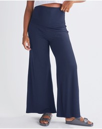 Angel Maternity - Debra Wide Leg Maternity Bamboo Pants in Navy