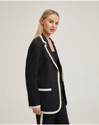Oxford - Willow Linen Jacket With Contrast Trim