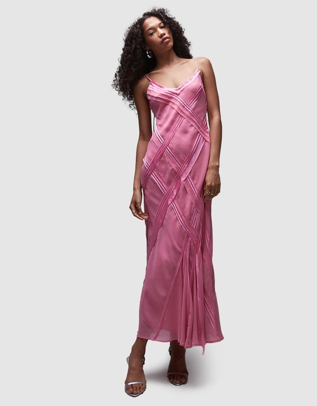 pink sequin topshop dress Tween Roxanne Couture Party 100% polyester Slip Dress Topshop Casual Maxi