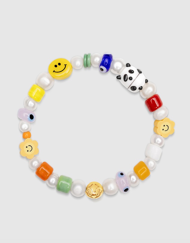 Nialaya Jewellery - Men's Panda Pearl Bracelet