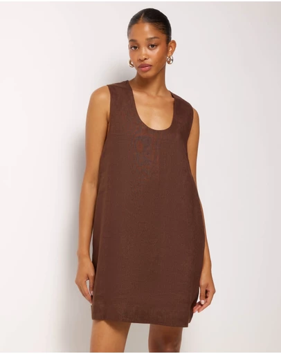 AERE - Orla Linen U-Neck Mini Dress