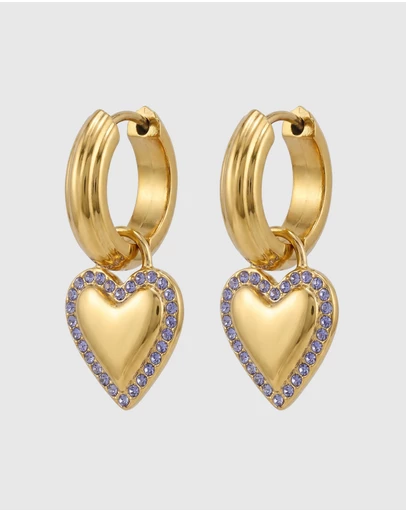 Miz Casa and Co - Amora Heart Drop Huggie Earrings