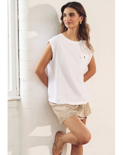 NEXT - Linen Blend Summer Front Pocket Top