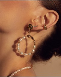 Wanderlust + Co - Pearl Baroque 14K Gold Vermeil Hoop Earrings